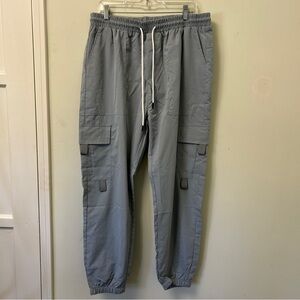 Blue gray cargo jogger pants